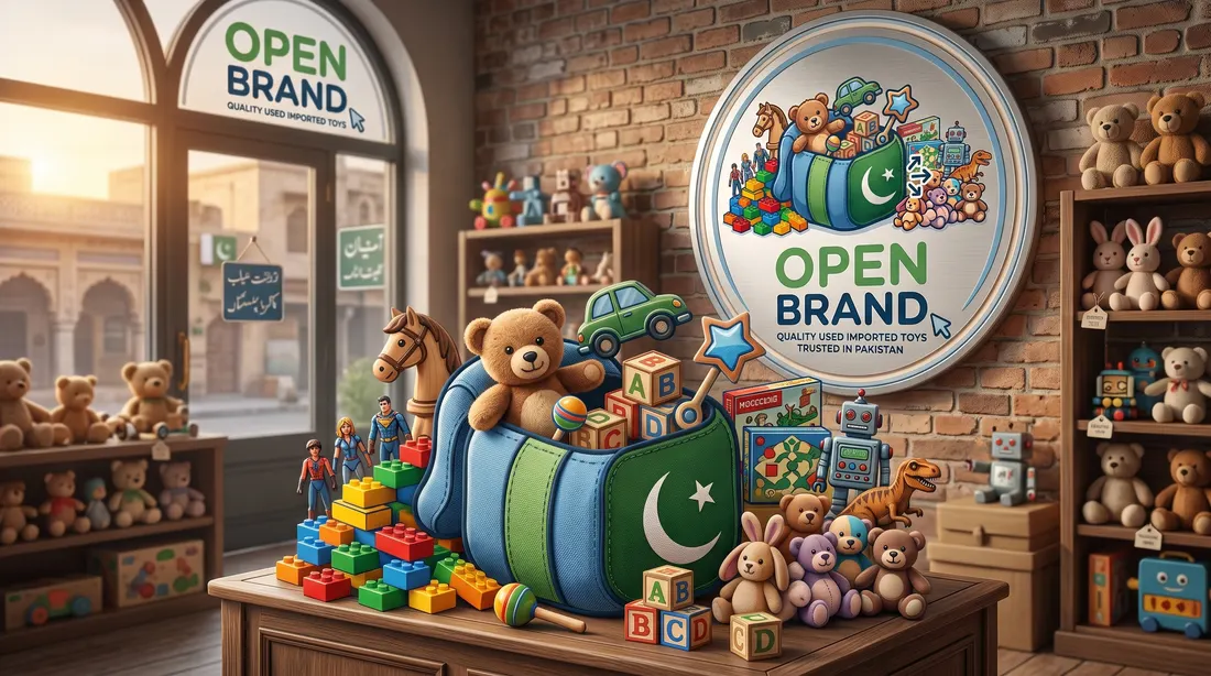 Pre-loved toys from Open Brand: building blocks, a rocket, a teddy bear and a toy car